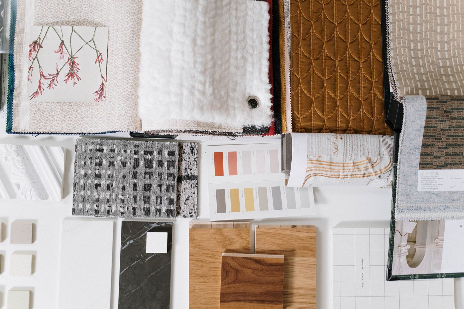 Fabric and material texture samples used for the renovation