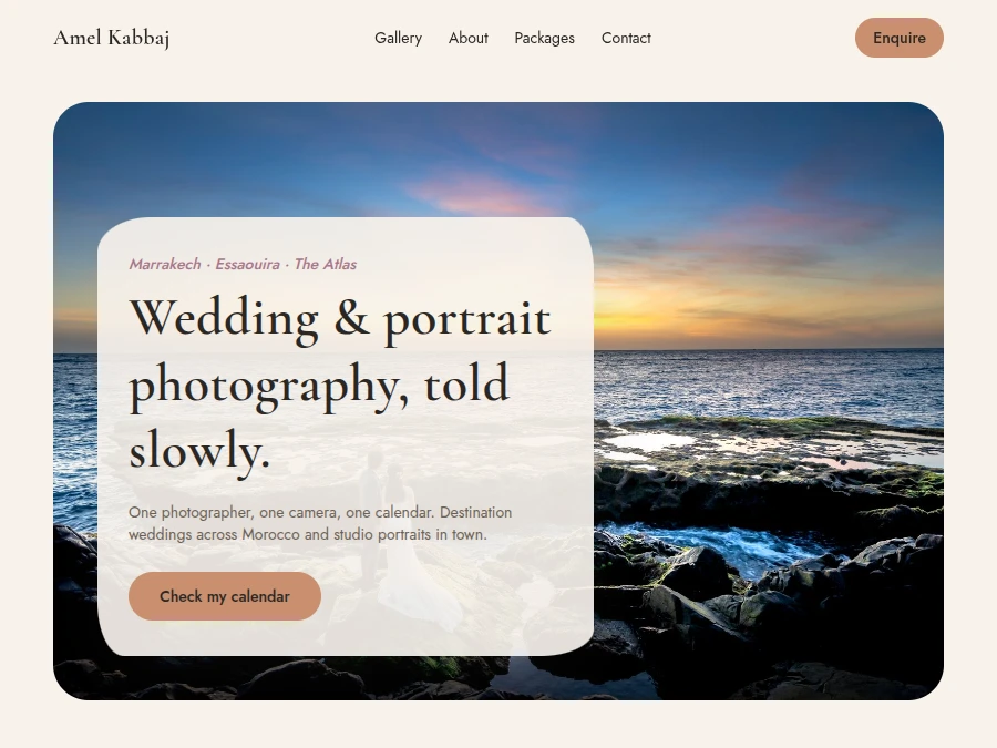 Amel Kabbaj Photography homepage thumbnail